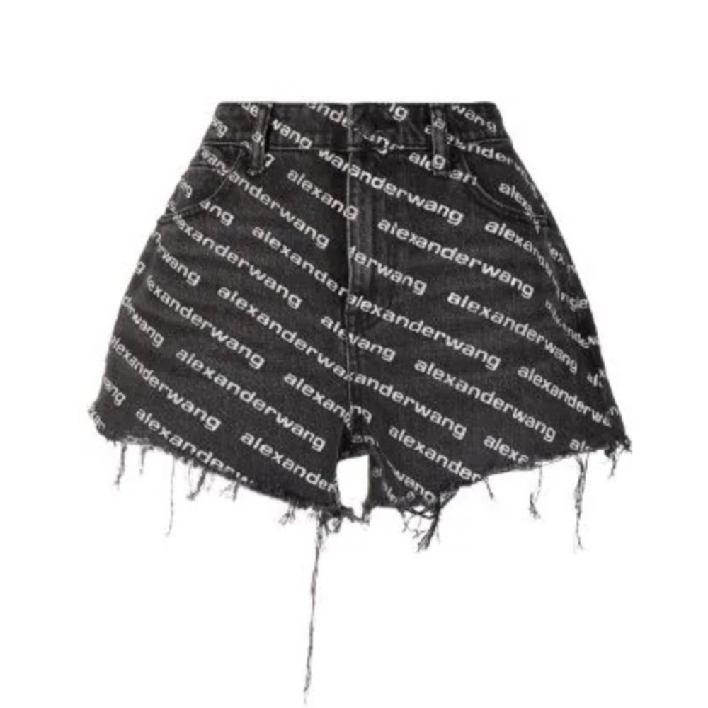 logo-print denim shorts